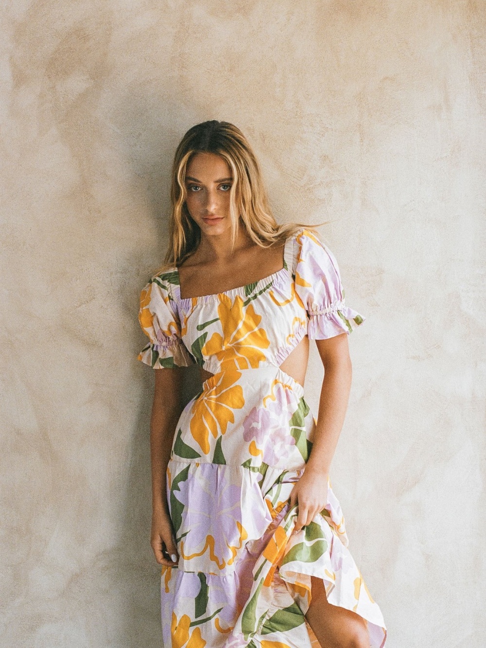 SABO- Floral Puff-Sleeve/ Off shoulder Maxi Dress - Women's - Picture 3 of 5